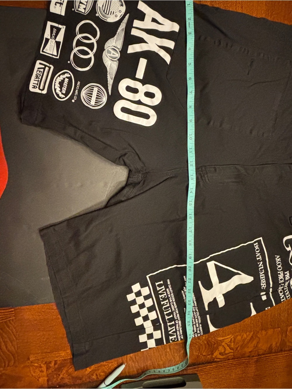 Akoo Black Graphic mens Shorts with White Racing Prints